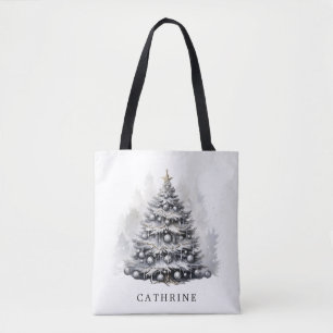 Moderner Individuelle Name Schwarz & Weiß Weihnach Tasche