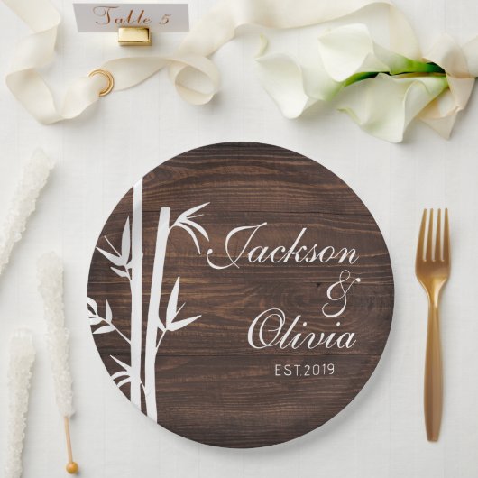 Moderner Individuelle Name und Datum Pappteller (Hochzeit)