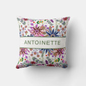 Moderner, individueller Name farbenfroh blumenreic Kissen (Rückseite)