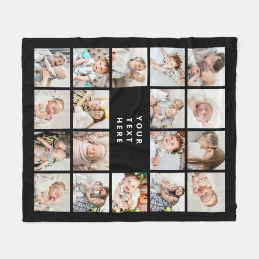 Moderner, individueller Text 18-Foto Collage Fleec Fleecedecke (Vorderseite (Horizontal))