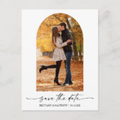 Moderner Ink Script Foto Arch Save the Date Postkarte (Vorderseite)