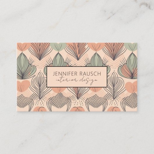 Moderner Innenarchitekt Abstrakt Boho Apricot Visitenkarte (Vorderseite)