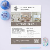 Moderner Innendesigner-Marketing Weiß-Taupe Flyer (Einzeln)