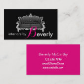 Moderner Innendesigner Rosa und Schwarz Visitenkarte (Vorne/Hinten)