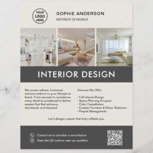 Moderner Inneneinrichter Marketing Neutralgrau Flyer