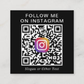 Moderner Instagram-QR-Code Schwarz Foto Quadratische Visitenkarte (Rückseite)