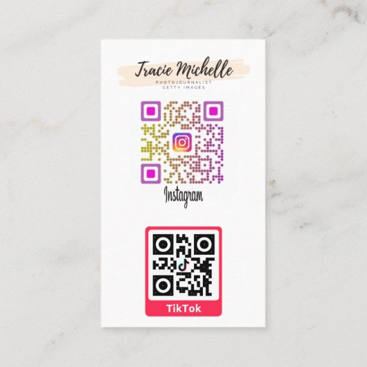 Moderner Instagram TikTok QR Code Telefonnummerkarte (Rückseite)