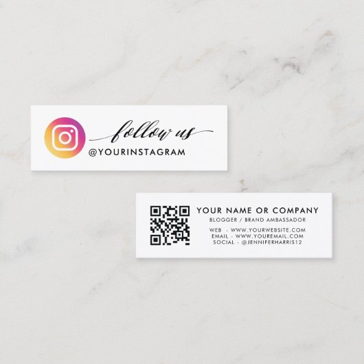 Moderner Instagramm Qr Code Mini Visitenkarte (Vorne/Hinten)