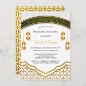 Moderner islamischer Polterabend in Weiß und Gold Einladung (Vorne/Hinten)