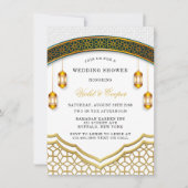 Moderner islamischer Polterabend in Weiß und Gold Einladung (Vorderseite)