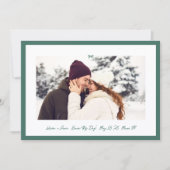 Moderner Jägergrüner Kleiner Bogen Foto Rettet die Save The Date (Vorderseite)