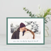 Moderner Jägergrüner Kleiner Bogen Foto Rettet die Save The Date (Stehend Vorderseite)