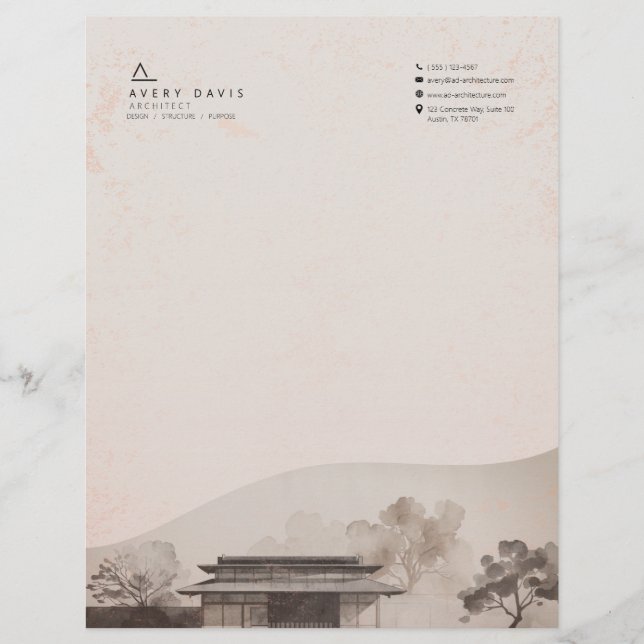 Moderner Japandi-Architekt  Briefbogen (Vorderseite)
