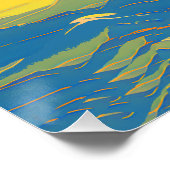 Moderner japanischer Naturvogel in Blossom-Landsch Poster (Ecke)