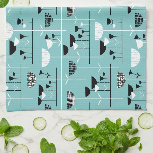 Moderner Jazz - Light Blue 80C6C6 Geschirrtuch (Gefaltet)