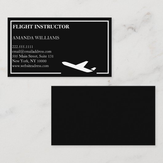 Moderner Jet-Fluglehrer Visitenkarte (Vorne/Hinten)