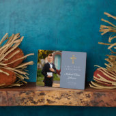 Moderner Junge Erste Heilige Kommunion Blaues Foto Fotoplatte (Seite)