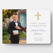 Moderner Junge Erste Heilige Kommunion Foto Fotoplatte (Vorderseite)