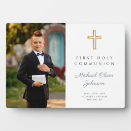 Moderner Junge Erste Heilige Kommunion Foto Fotoplatte