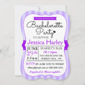 Moderner Junggeselinnen-Abschied für Lila Streifen Einladung (Vorderseite)