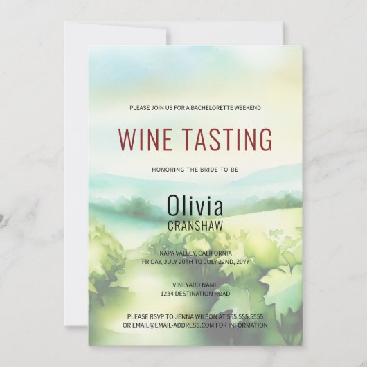 Moderner Junggeselinnen-Abschied Weinverkostung Zi Einladung (Vorderseite)