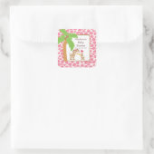 Moderner Jungle Giraffe Safari Babyduschenaufklebe Quadratischer Aufkleber (Tasche)