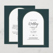 Moderner JUNIPER Green Gold Wedding INVITE QR Code (Vorne/Hinten)