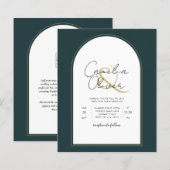 Moderner JUNIPER Green Gold Wedding INVITE QR Code (Vorne/Hinten)