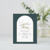 Moderner JUNIPER Green Gold Wedding INVITE QR Code (Stehend Vorderseite)