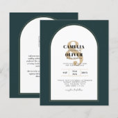 Moderner JUNIPER Green Gold Wedding INVITE QR Code (Vorne/Hinten)