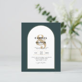 Moderner JUNIPER Green Gold Wedding INVITE QR Code (Stehend Vorderseite)