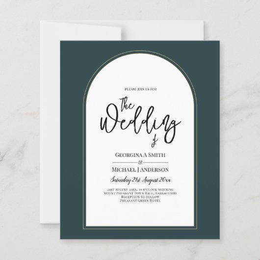 Moderner JUNIPER Green Gold Wedding INVITE QR Code (Vorderseite)