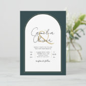 Moderner JUNIPER Green Gold Wedding INVITE QR Code Einladung (Stehend Vorderseite)