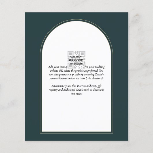 Moderner JUNIPER Green Gold Wedding INVITE QR Code Flyer (Hinten)