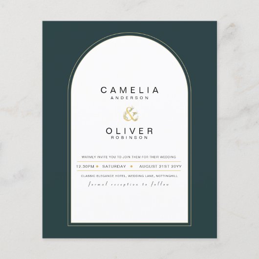 Moderner JUNIPER Green Gold Wedding INVITE QR Code Flyer (Vorne)