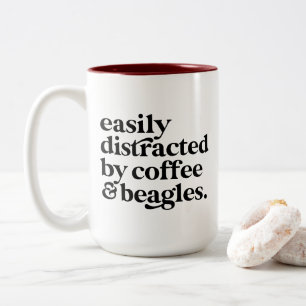 Moderner Kaffee & Beagle Hund viel Personalisiert Zweifarbige Tasse