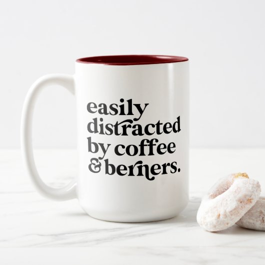 Moderner Kaffee & Berners Dog Lover Custom Zweifarbige Tasse (Mit Donut)