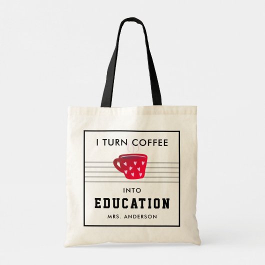 Moderner Kaffee in Bildung Lehrer Geschenk Schwarz Tragetasche (Rückseite)