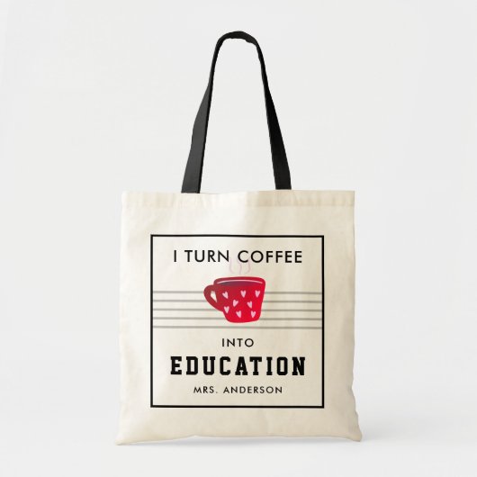 Moderner Kaffee in Bildung Lehrer Geschenk Schwarz Tragetasche (Vorne)
