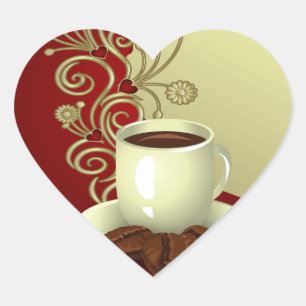 Moderner Kaffee Lover Herz-Aufkleber