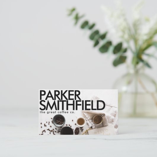 Moderner Kaffee Visitenkarte (Stehend Vorderseite)