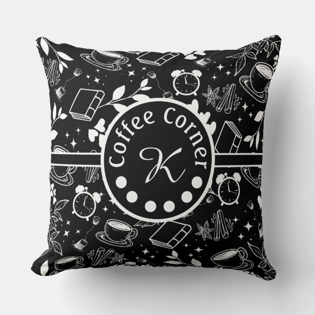 Moderner Kaffeeanhänger, schwarz Kissen (Vorderseite)