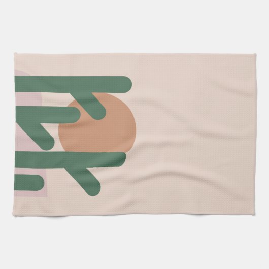 Moderner Kakteen des Mittelalters Art Earthy Patte Geschirrtuch (Horizontal)