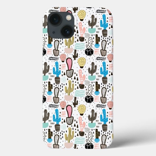 Moderner Kaktus-geometrisches Muster Case-Mate iPhone Hülle (Rückseite)