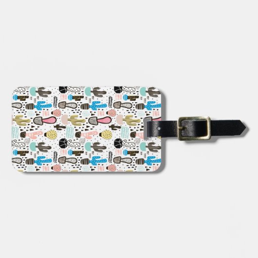 Moderner Kaktus-geometrisches Muster Gepäckanhänger (Vorderseite horizontal)