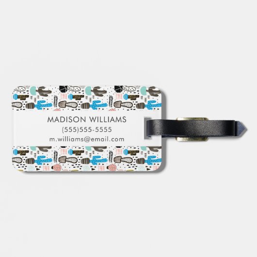 Moderner Kaktus-geometrisches Muster Gepäckanhänger (Rückseite horizontal)