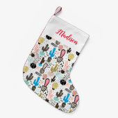 Moderner Kaktus-geometrisches Muster Kleiner Weihnachtsstrumpf (Vorderansicht (hängend))