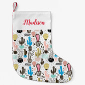 Moderner Kaktus-geometrisches Muster Kleiner Weihnachtsstrumpf (Vorderseite)