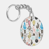 Moderner Kaktus-geometrisches Muster Schlüsselanhänger (Vorderseite links)