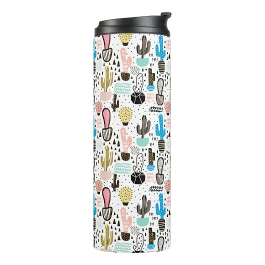 Moderner Kaktus-geometrisches Muster Thermosbecher (Nach links gedreht)